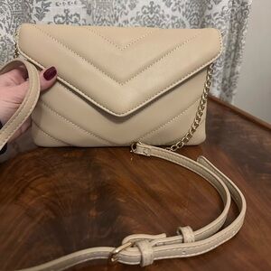 DSW Beige Crossbody Bag with Chain Strap